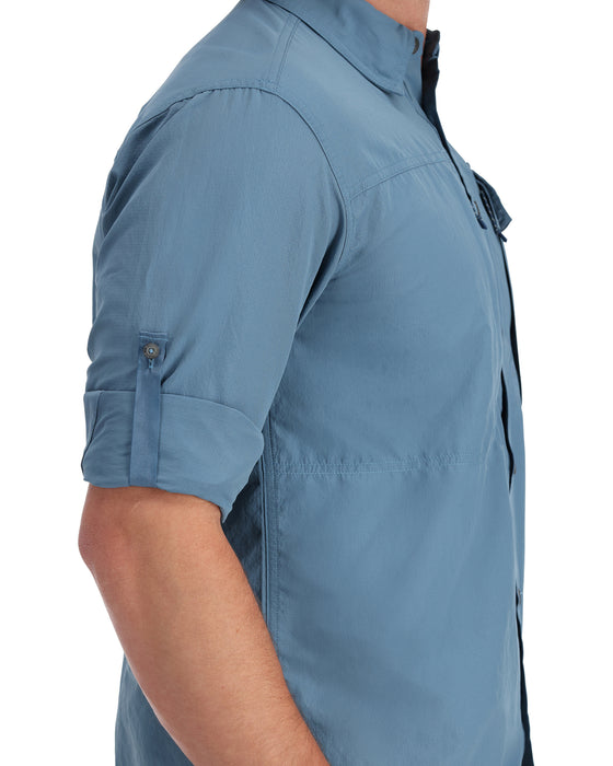 Simms fishing shirt showing roll up sleeve