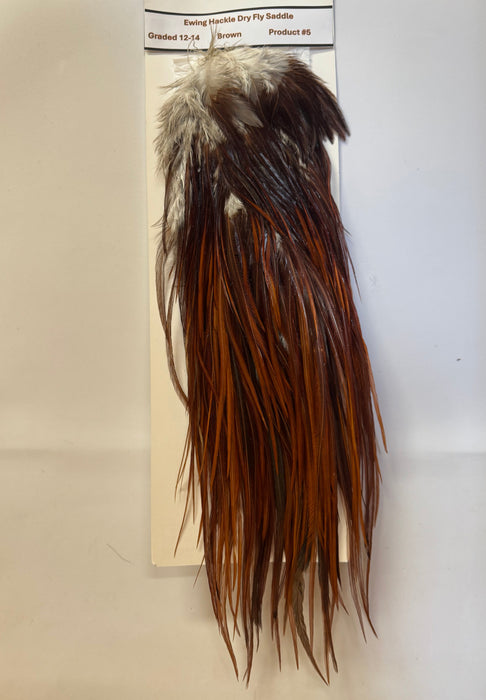 Long brown dry fly saddle feathers graded 12-14