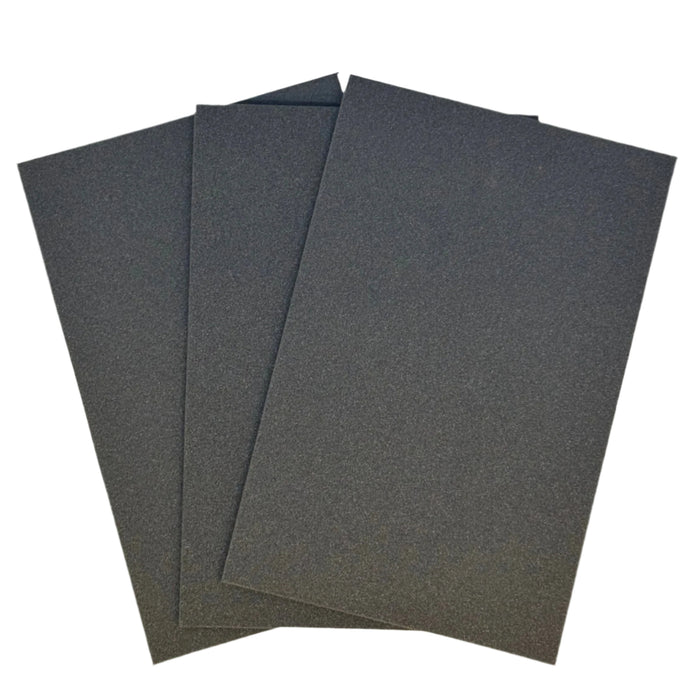 three sheets of 1 mm black foam for creating fishing flies