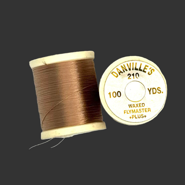 Coffee/Tan spool of thread from top and side view