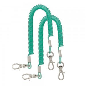 2 Dr Slick "clamp buddies" : a green coil bungee with full swivel attachments on each end