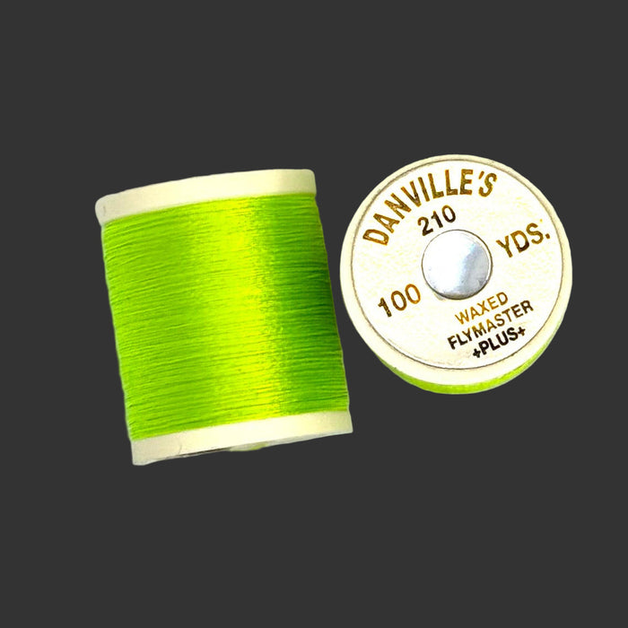 Fluorescent Green spool of thread from top and side view