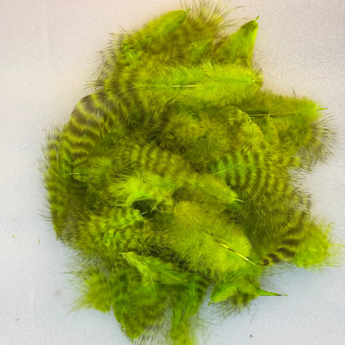 Pile of Fluorescent Chartreuse Grizzly Marabou feathers