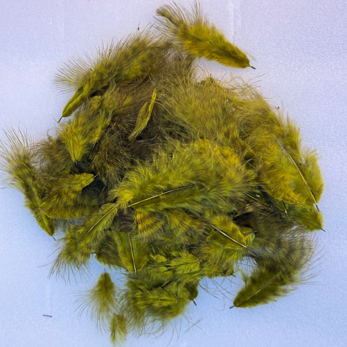 Olive colored Grizzly Marabou pile of feathers