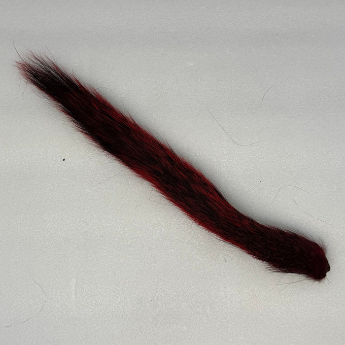 Red colored squirrel tail on white background