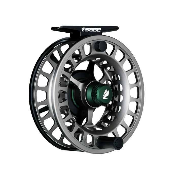 black spruce Sage reel on white background