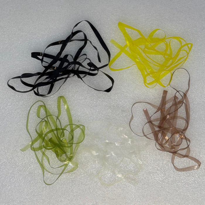 Five colors of thin piles of scud strips