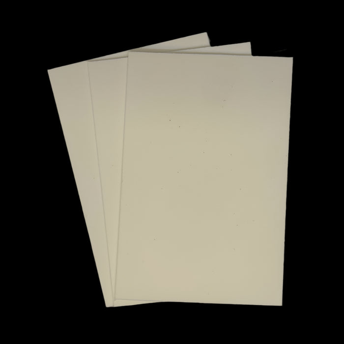 three sheets of 1 mm white foam for creating fishing flies