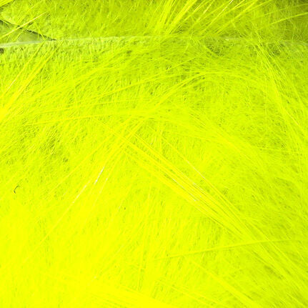 close up of fl. yellow chartreuse crosscut rabbit hair for fly tying