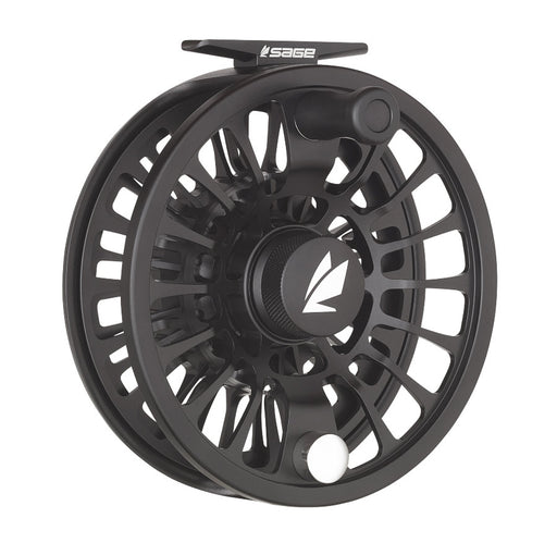 Sage Thermo reel in stealth color at an angle