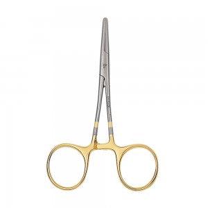 Dr. Slick Standard Forceps Curved Point 51/2" large gold finger loops