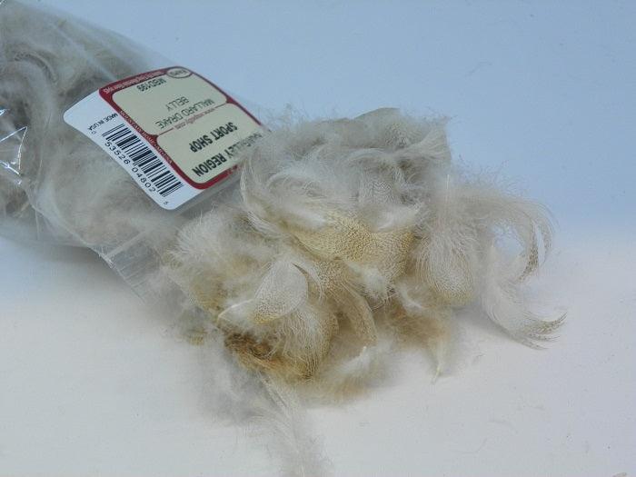 open bag a natural color mallard belly feathers to be used in tying flies