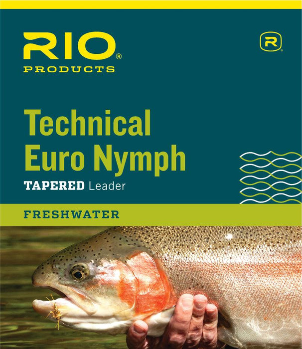 Rio Technical Euro Nymph Tapered Leader Freshwater label with fish on it