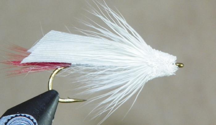 White Muddler fishing fly from Rangeley Maine fly fishing shop
