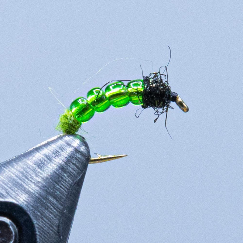 maineflyshop killer caddis nymph fly made with green beads