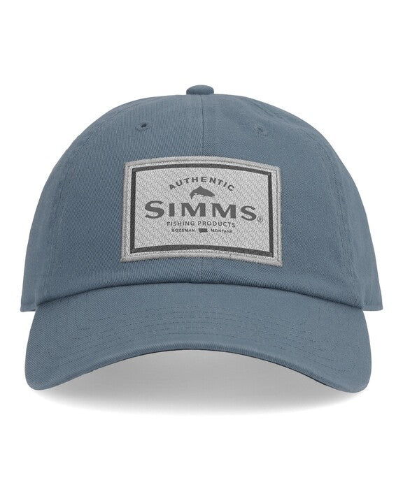 Simms Single Haul cap in blue with embroidered SIMMS logo patch