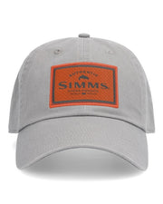 Simms Single Haul cap in gray with orange-bordered SIMMS logo patch