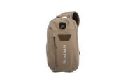 Tan sling bag with zip pocket and adjustable shoulder strap