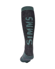 Women's merino thermal OTC sock, dark charcoal with teal logo on leg