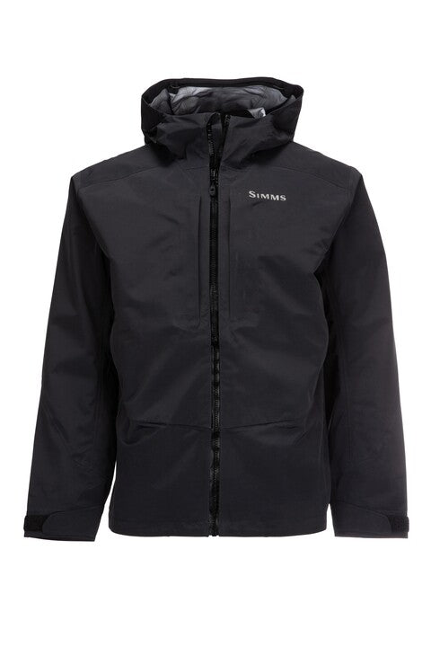 Simms Freestone wading jacket, black, full-zip with hood
