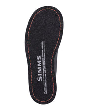 Felt sole insole with SIMMS branding and red stitching border