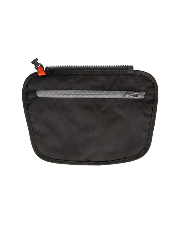 Zippered tippet pocket with mesh interior sleeve and dark fabric