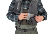 Freestone vest with open mesh storage compartments and front zip pockets, gray