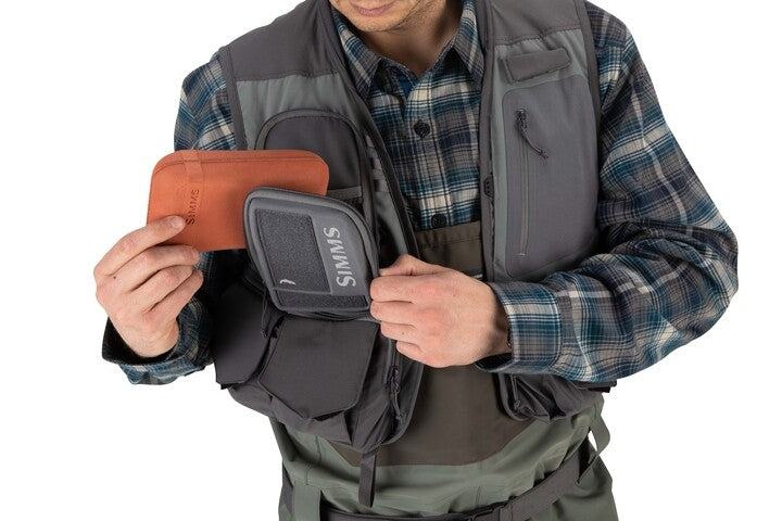 Freestone vest with side zip pockets and removable front organizer pouch, gray