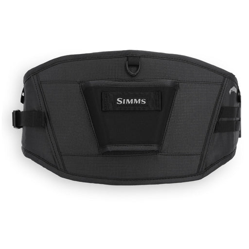 The back of the black Access Tech Belt from Simms showing the net holster