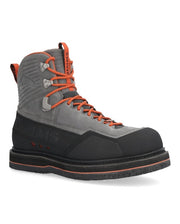 Simms G3 Guide wading boot with slate-gray upper, orange laces, black felt sole