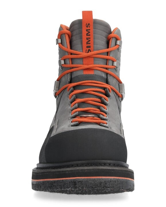 Simms G3 Guide wading boot, lace-up slate-gray with orange trim and black felt sole