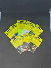 Prism SLF dubbing color packs, multiple sealed clear bags with bright labels