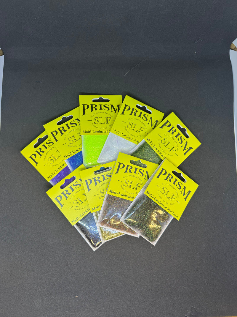 Prism SLF dubbing color packs, multiple sealed clear bags with bright labels