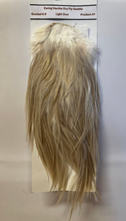 Ewing Hackle dry fly saddle with light dun beige feathers