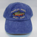a blue ball cap with embroidered Brook Trout and shop name