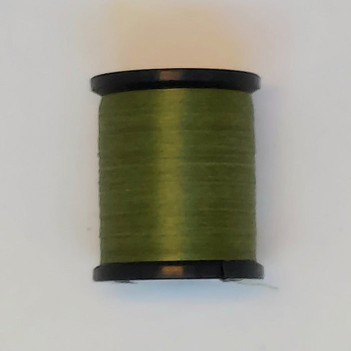 Olive green thread spool with black end caps