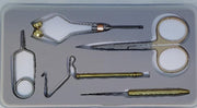 Terra Fly tying tool kit tools in case, including bobbin holder and scissors