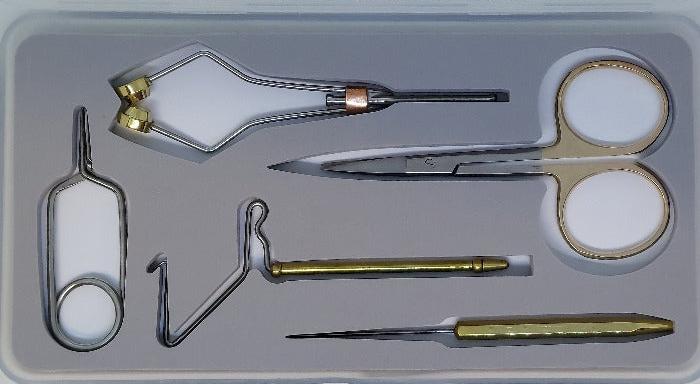 Terra Fly tying tool kit tools in case, including bobbin holder and scissors