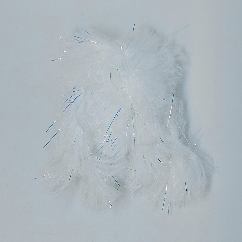 CCT body fur swatch in white with fluffy shaggy fibers