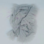 CCT body fur swatch in light gray with shaggy fuzzy fibers