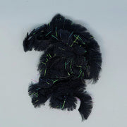 CCT body fur swatch in dark black with green-highlighted fuzzy strands