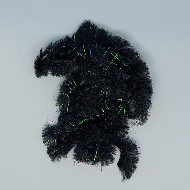 CCT body fur swatch in dark black with green-highlighted fuzzy strands