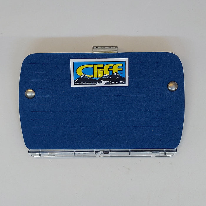 A bright blue fly patch from Cliff that attaches to a car visor