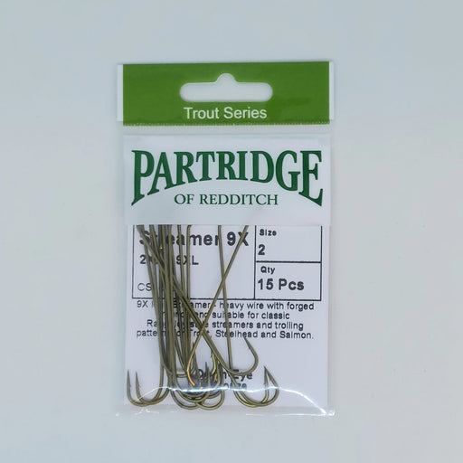 a package of 15 9x long streamer hooks from Partridge of Redditch
