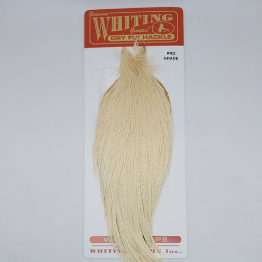 a natural white pro grade Whiting dry fly cape sold at a Rangeley FLy Shop