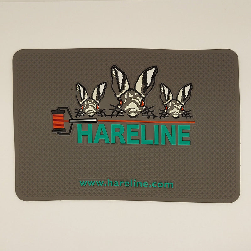 Silicone bead pad with Hareline logo and rabbits graphic