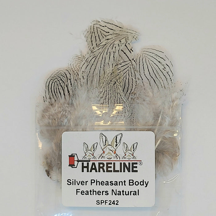 silver pheasant body feathers from Hareline in their natural color