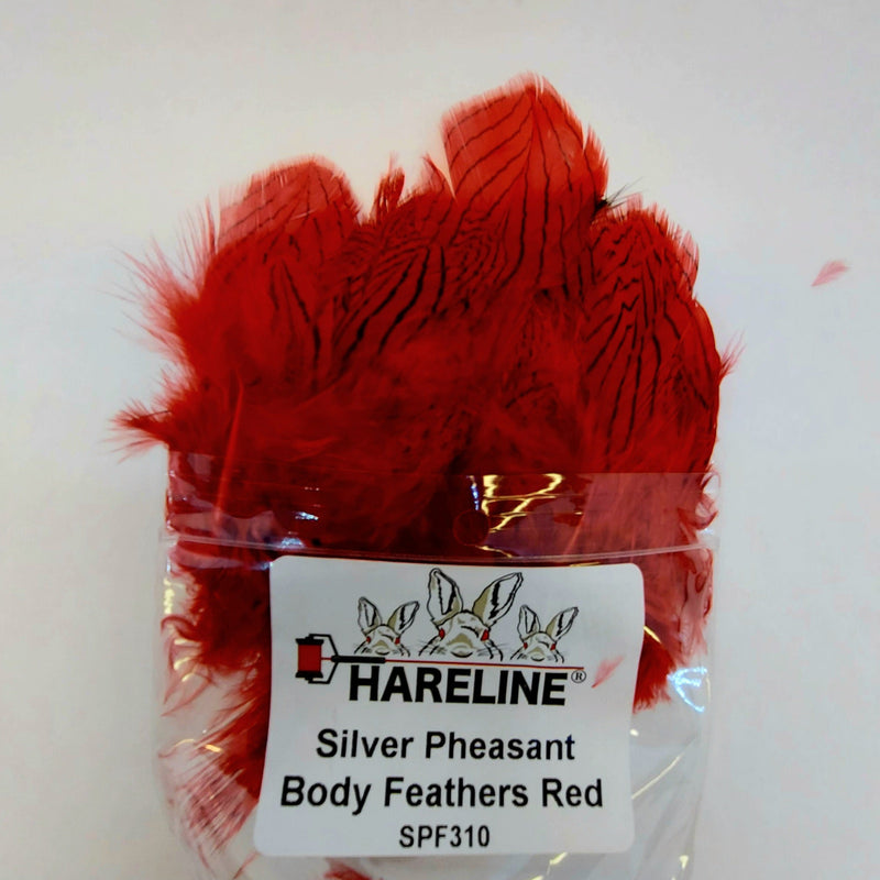 Silver pheasant body feathers, red (SPF310)