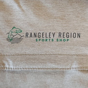 Embroidered fish icon and Rangley Region Sports Shop chest graphic