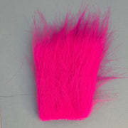 Hot pink fur fabric swatch rectangle with dense long pile